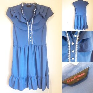 Miss selfridge blue dress with ruffles